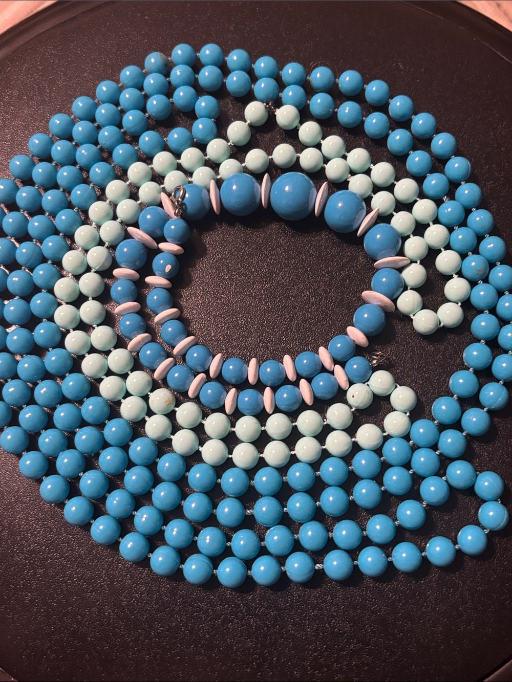 Beaded Plastic Aqua, Shades Of Blue For Layering 3 Blue Necklaces